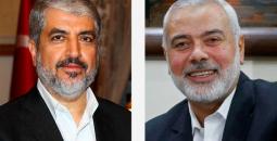 رئيس المكتب السياسي لحماس إسماعيل هنية ورئيس حماس بالخارج خالد مشعل