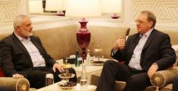 نائب وزير خارجية روسيا ميخائيل بوغنداف ورئيس المكتب السياسي لحركة حماس إسماعيل هنية