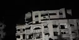 انهيار بناية السعادة بمدينة غزة