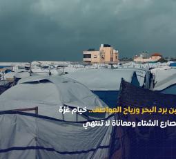 بين برد البحر ورياح العواصف… خيام غزة تصارع الشتاء ومعاناة لا تنتهي