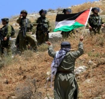 مسن فلسطيني خلال فعالية سلمية في الضفة الغربية.jpg
