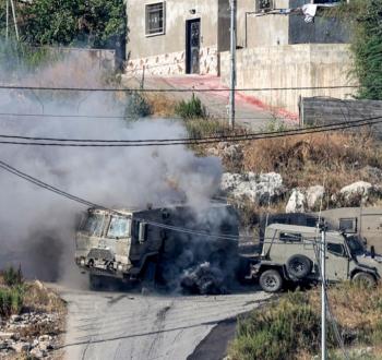 صورة أرشيفية لتفجير آلية النمر الإسرائيلية في جنين