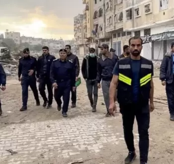 انتشار الشرطة الفلسطينية في قطاع غزة خلال الحرب.webp