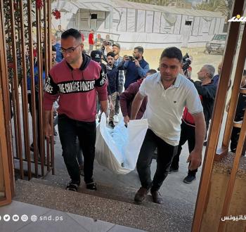 وداع وتشييع شهداء ارتقوا في خانيونس من مستشفى ناصر جنوب قطاع غزة