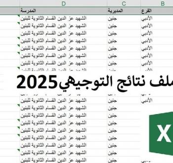 رابط تحميل توجيهي 2025 غزة بالأسماء XSL