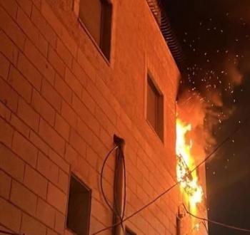 احتراق منزل في مخيم قلنديا