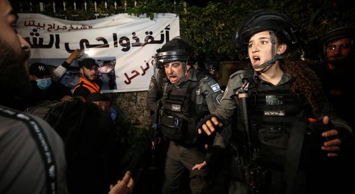 جيش الاحتلال الإسرائيلي يحمي المستوطنين في حي الشيخ جراح