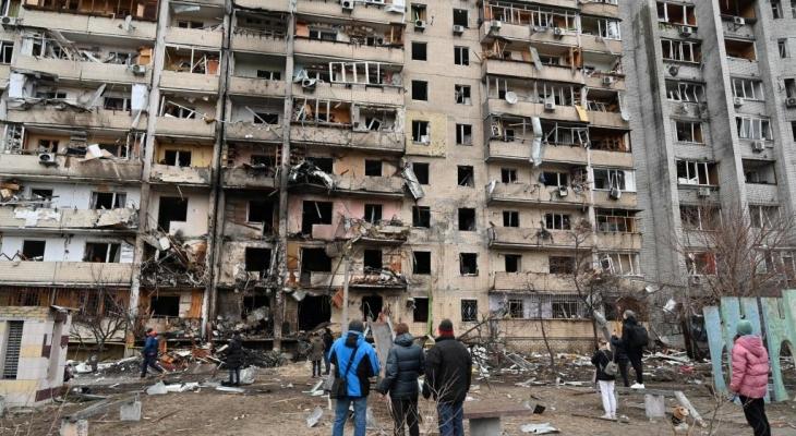 آثار قصف روسي على كييف