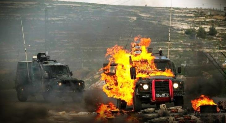 إلقاء زجاجات حارقة تجاه مركبات عسكرية إسرائيلية.jpg