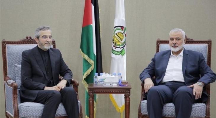 إسماعيل هنية مع وزير وزير الخارجية الإيراني علي باقري كني.jpg