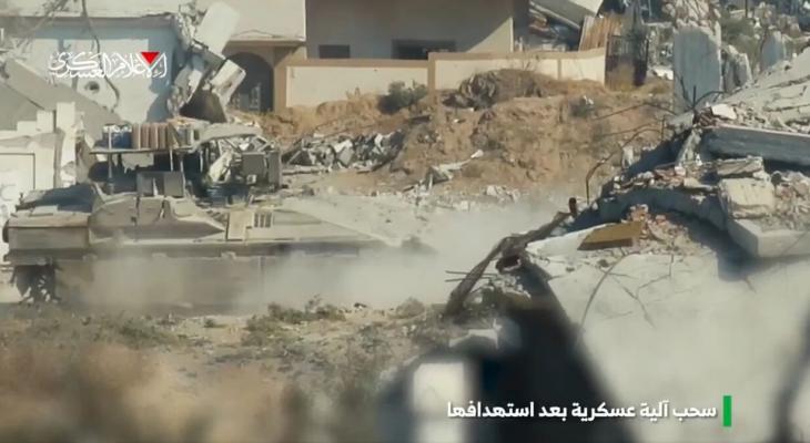 مشاهد من استهداف آلية عسكرية للاحتلال في غزة.jpg