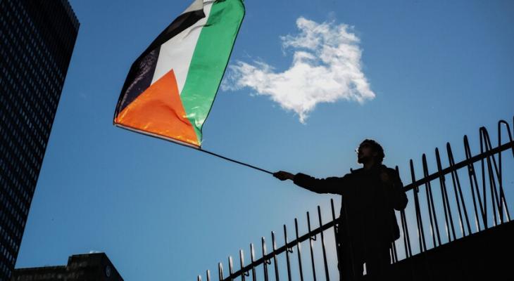 ناشط يرفع علم فلسطين