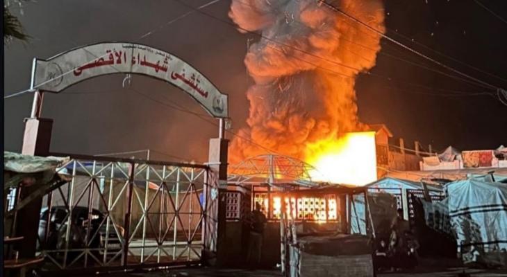 قصف إسرائيلي سابق استهدف باحات مستشفى شهداء الأقصى.jpg