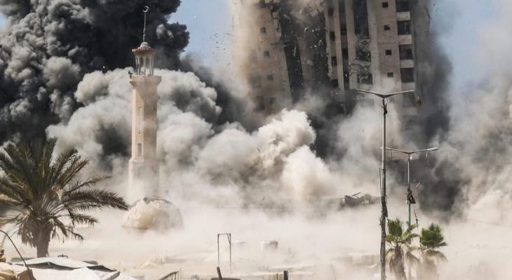 تدمير برج مشتهى في غزة