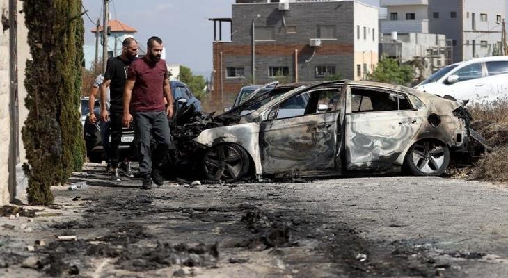 حرق مركبة فلسطينية من قبل مستوطنين.jpg
