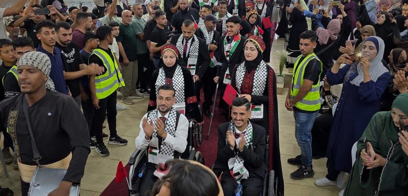 زفاف جماعي لـ40 مُصاباً من ذوي الإعاقة في خان يونس