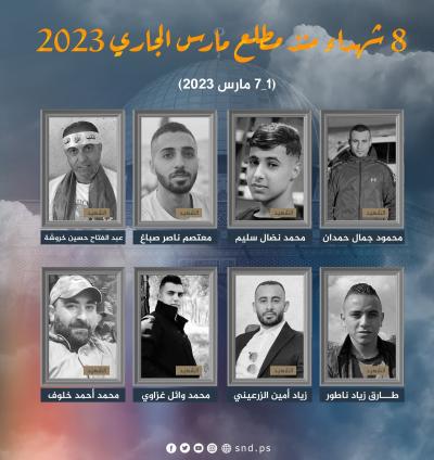 8 شهداء برصاص الاحتلال في الأسبوع الأول من مارس 2023