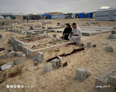عائلات فلسطينية تزور قبور أقاربها في مقبرة في أول أيام عيد الأضحى،في خانيونس جنوب  قطاع غزة (1).jpeg