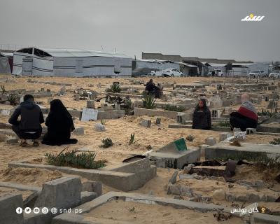 عائلات فلسطينية تزور قبور أقاربها في مقبرة في أول أيام عيد الأضحى،في خانيونس جنوب  قطاع غزة (6).jpeg