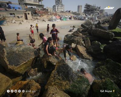 مهرب النازحين بغزة من جحيم الصيف ولهيب الخيام3.jpg