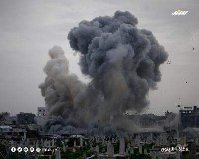 لحظة استهداف الاحتلال بناية سكنية في حي الزيتون جنوب شرق مدينة غزة5.jpg