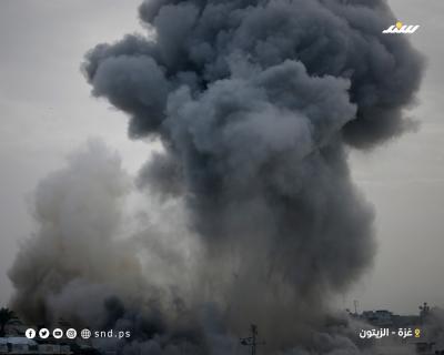 لحظة استهداف الاحتلال بناية سكنية في حي الزيتون جنوب شرق مدينة غزة3.jpg