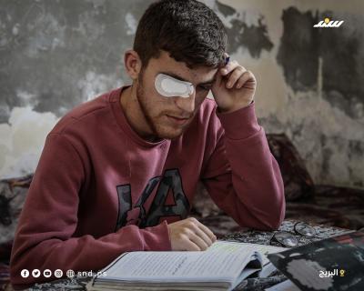 حمزة الحشاش يواصل تعليمه الجامعي بعين واحدة وجروح خطيرة في قطاع غزة4.jpg