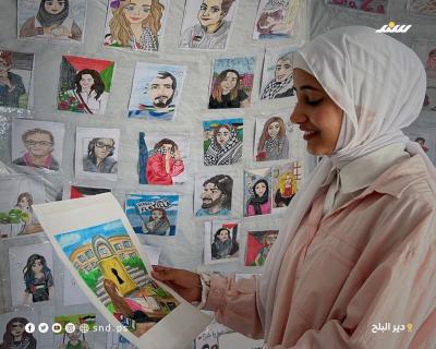 غزة.. رنيم ناصر تحول خيمة نزوحها إلى معرض فني يوثق أهوال الحرب3.jpg