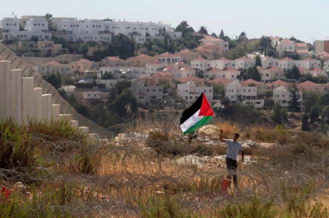 فلسطيني يرفع علم فلسطين.jpeg